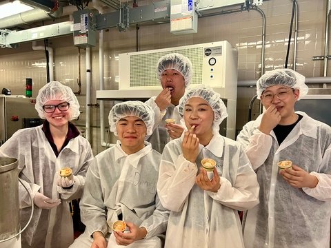 The Date Night team with their ice cream samples in the lab