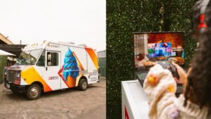 The OMEN-PC Gamer ice cream truck and a person playing on the OMEN MAX 16