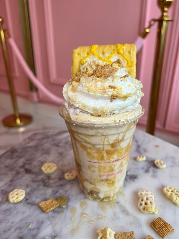 At Cereal and Cream, breakfast cereals like Cinnamon Toast Crunch and Honeycomb are swirled with ice cream and finished with toppings. (Tayler Walker/Cereal and Cream)